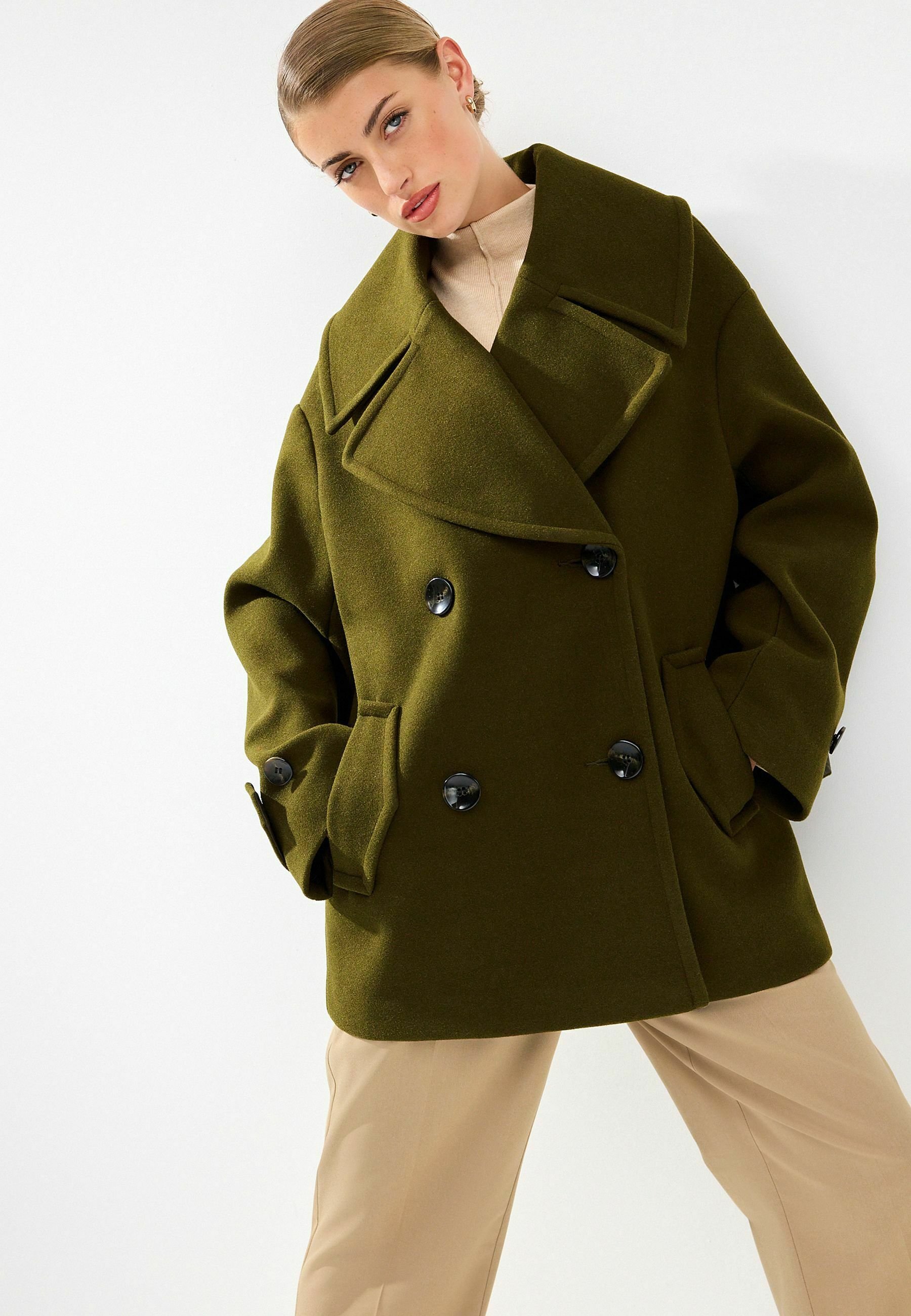 Next PEA - Kurzmantel - khaki green/grün - Zalando.de 