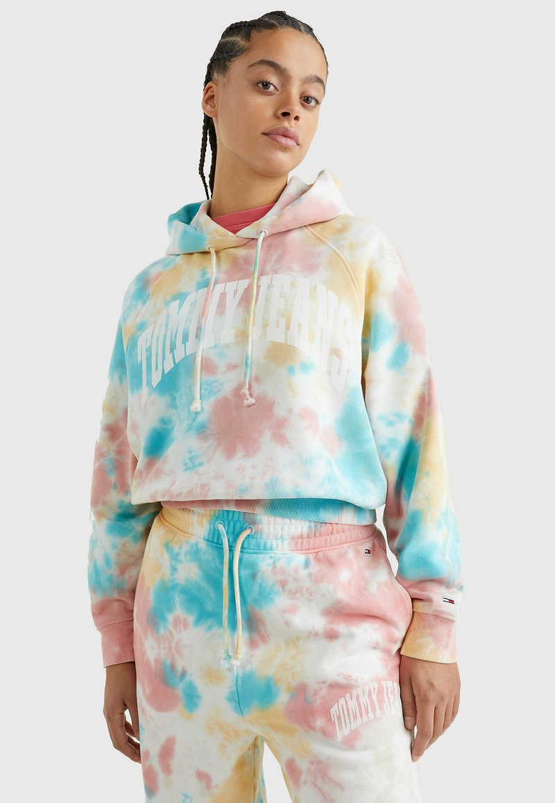 Tommy Jeans VARSITY BOXY  - Sweat à capuche - tie dye multi