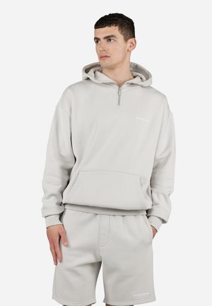 LOGO OVERSIZED HALF ZIP HOODIE - Hoodie - heather grey/white