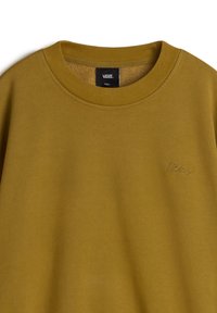 Olijfgroen sweatshirt met een ribbelboord, featuring een reliëf logo. Zachte textuur, casual pasvorm, geen patronen of extra accenten.