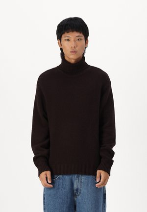 Selected Homme SLHCODY RELAXED ROLL NECK - Svetrík - chocolate torte