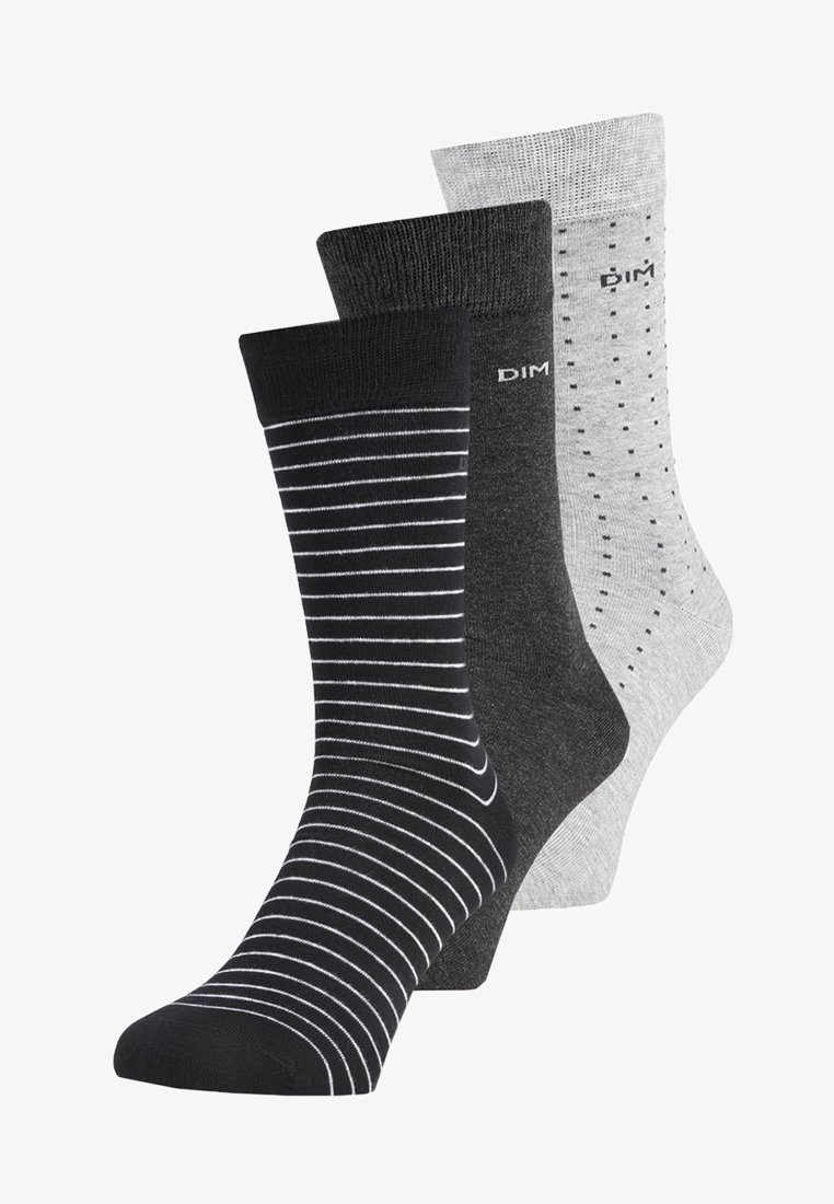 DIM CREW RAYURES ET POIS 3 PACK - Chaussettes - lot noir/anthracite/gris clair