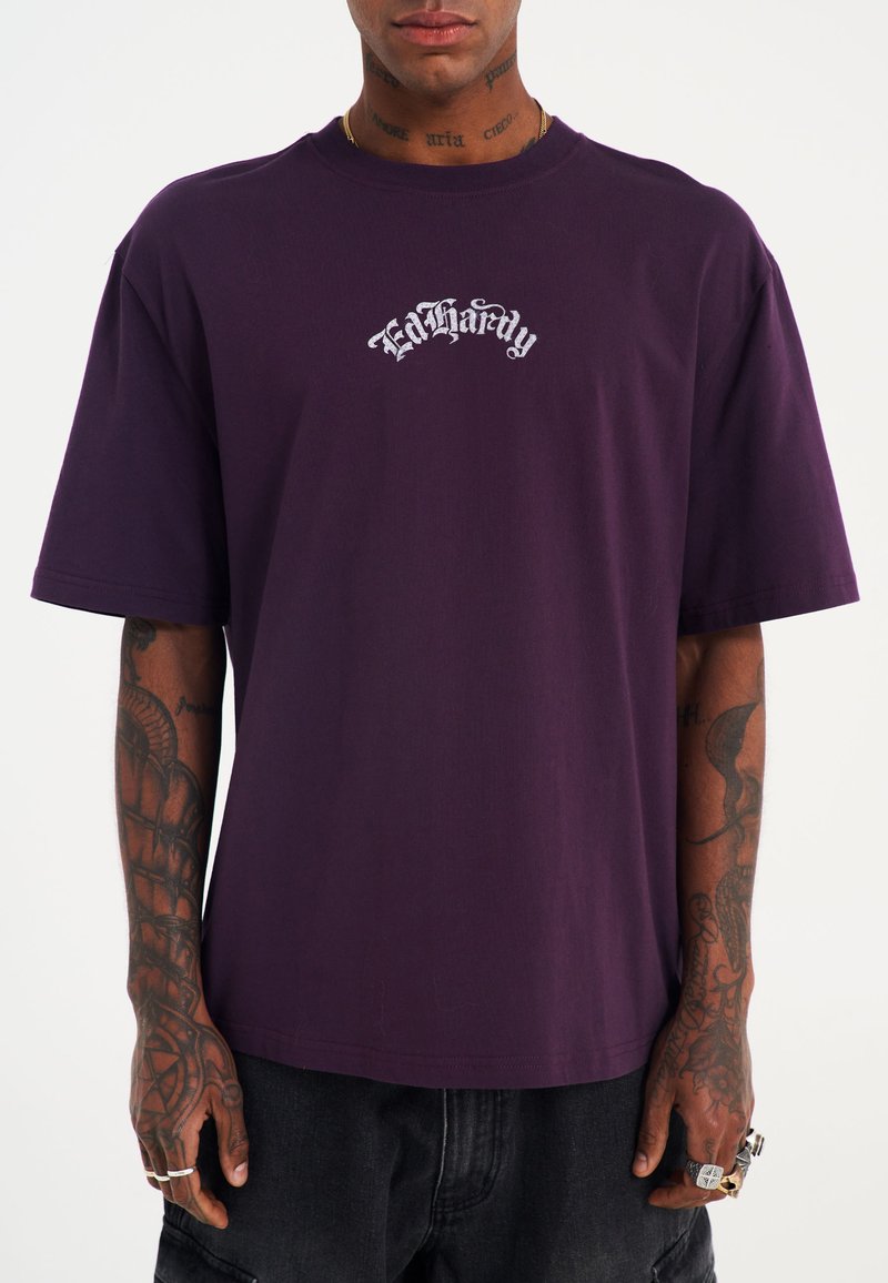 Ed Hardy - PANTHER AND DRAG DIAMANTE  RELAXED - Print T-shirt - purple, Enlarge