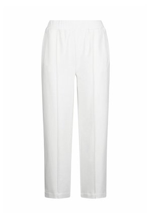 Pantalon blanc sur mesure avec une taille haute, des plis avant, des poches latérales et une coupe droite.