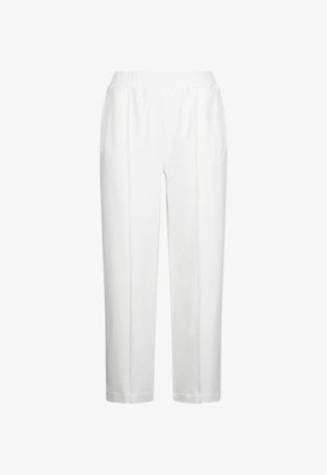 Pantalon blanc sur mesure avec une taille haute, des plis avant, des poches latérales et une coupe droite.