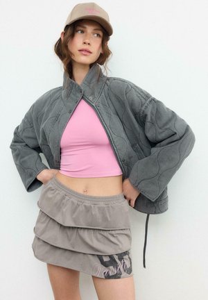 RUFFLED POSITIONAL - Mini skirts  - mottled beige