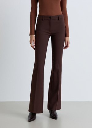 Calliope, PANTALONE LUNGO TINTA UNITA - Trousers - cioccolato scuro