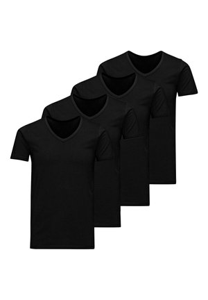 4ER PACK V-NECK KURZARM - T-shirts basic - schwarz