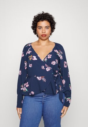 Vero Moda Curve VMLYDIA WRAP - Μπλούζα - navy blazer/lana