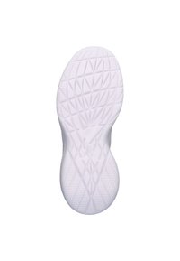 Sole di sneaker bianca con un motivo testurizzato caratterizzato da forme geometriche e una finitura liscia. Design della punta arrotondata e del tallone sagomato.