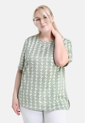 MIT JACQUARD-MUSTER  - T-Shirt print - green/white