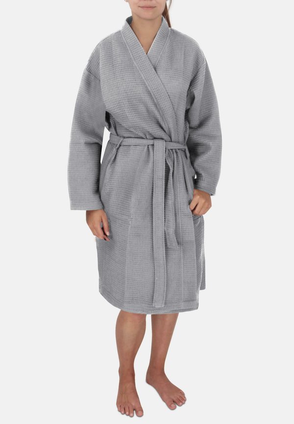 MIT WAFFEL PIQUÉ KELIN - Bademantel - grau