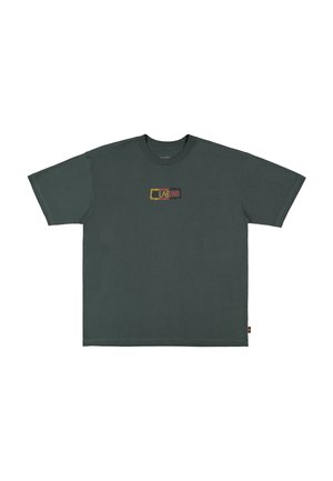 Dark green cotton T-shirt with short sleeves, a crew neck, and a colorful "Billabong" logo in the center. Smooth texture, casual fit.