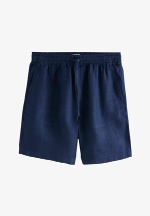 Marineblaue Freizeit-Shorts mit elastischem Bund und Kordelzug, seitlichen Taschen, aus leichtem Stoff gefertigt.