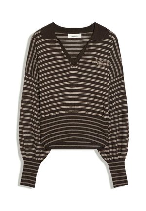 Bershka, RIBBED POLO COLLAR JUMPER - PULLOVER - T-shirt à manches longues - dark brown