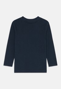Langermet skjorte i mørk marine bomull med klassisk rund hals. Glatt tekstur og enkelt design, med rettskårne ermer og nederkant.