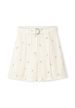Ipekyol, IPEKYOL SHORT SHORTS WITH CONTRASTING EMBROIDERY BELT - Shorts - ecru