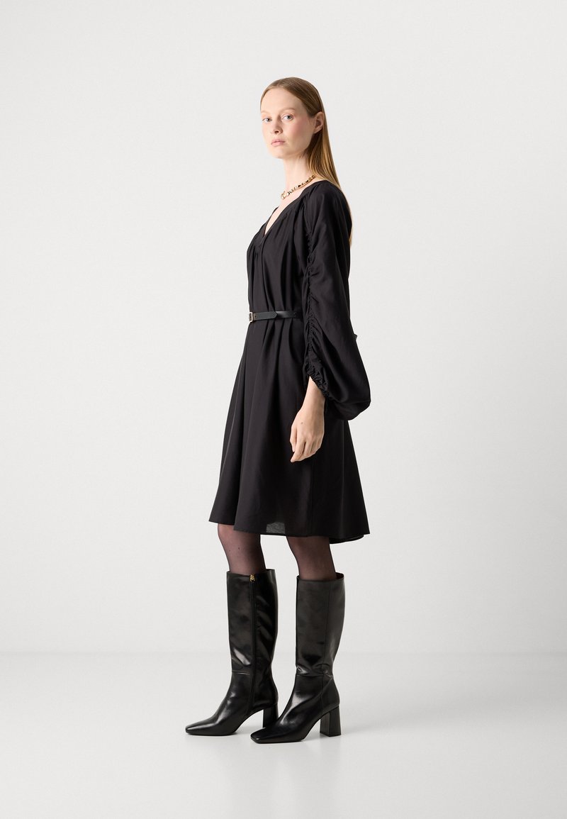 princess polly baby blue dress Jersey Short Dress | Black Shift Dress with Sleeves main image 0