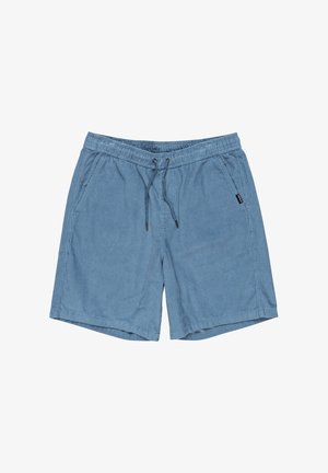 Heledad sinine triibuline puuvillased lühikesed püksid, millel on elastne vöökoht, nöör ja küljetaskud. Omab vabalt istuvat lõiget.