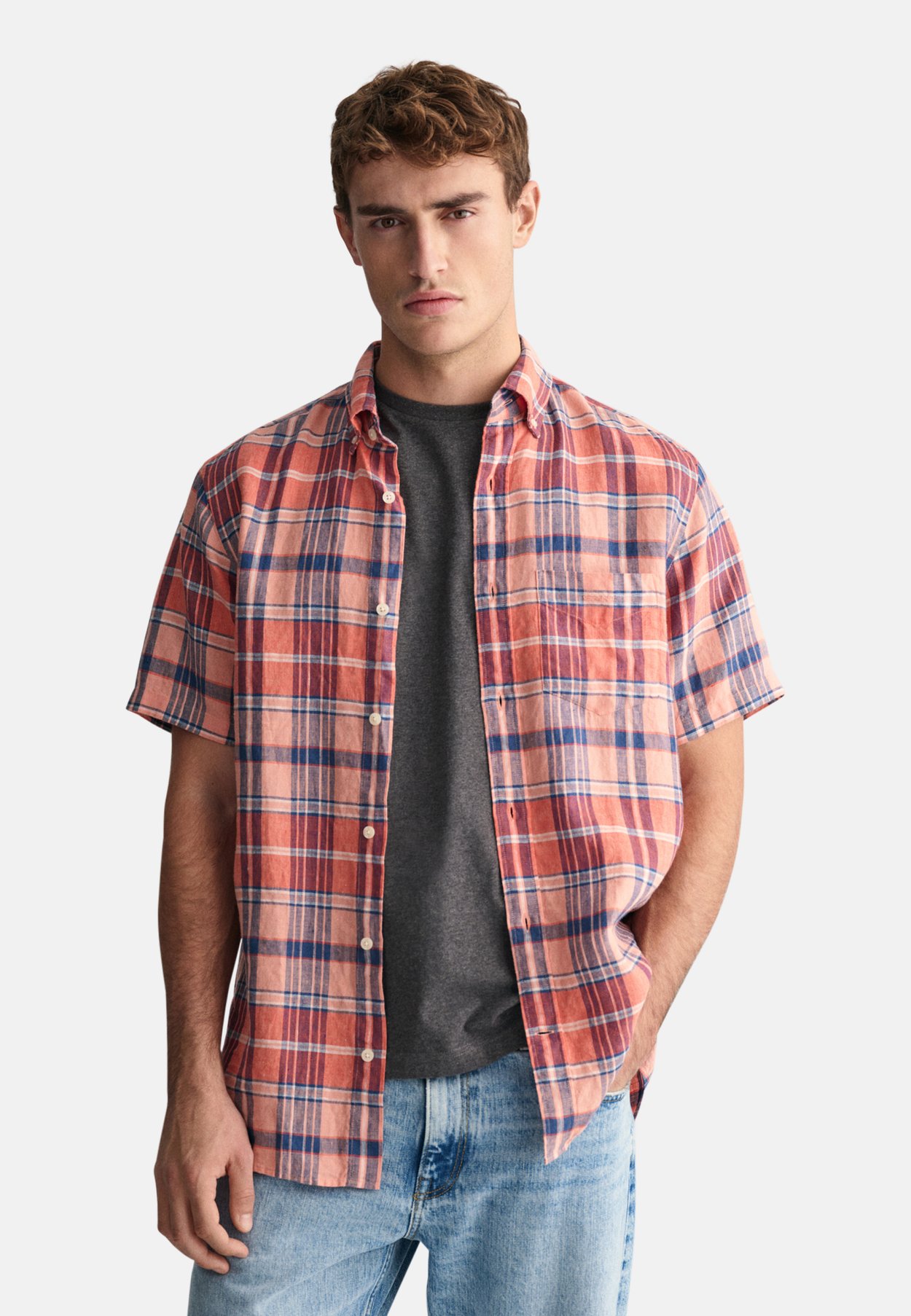 REGULAR FIT MADRAS SHORT SLEEVE