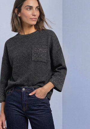 Street One, 3/4-SLEEVE SHIRT WITH DECORATIVE RHINESTONES - T-shirt à manches longues - armor grey mel.