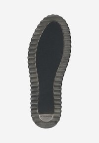 Black rubber sole with textured, ridged edges. Features a smooth inner surface, and a silver logo plate labeled "PETER KAISER."