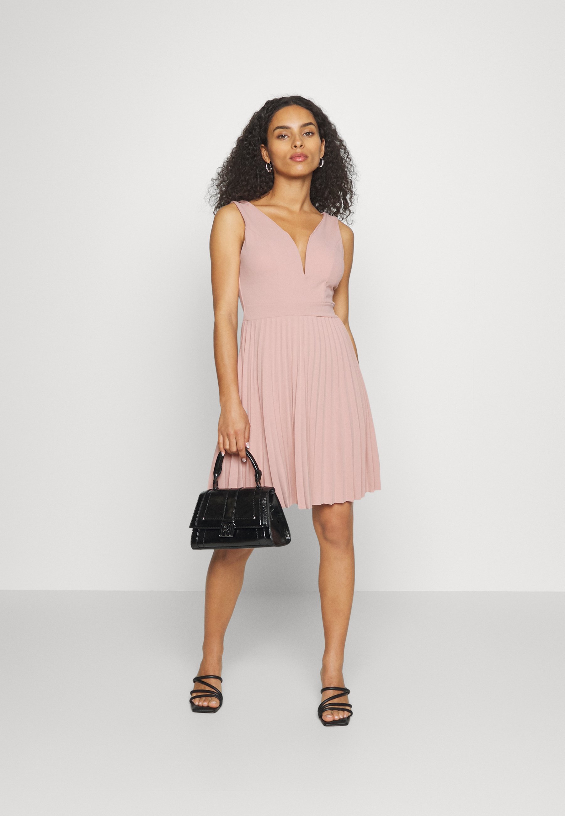 WAL G PETITE POLLY PLEAT SKATER DRESS 