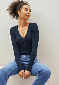Next HENLEY BUTTON - Pikkade varrukatega topp - navy blue