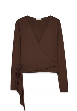 NA-KD, BALLET WRAP - Top s dlhým rukávom - brown