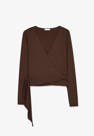 NA-KD, BALLET WRAP - Top s dlhým rukávom - brown