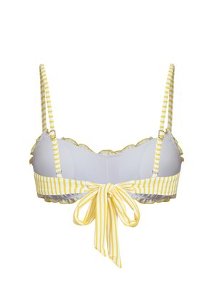 Cupshe, RUFFLED STRIPED BIKINI TOP WITH BOW DETAIL - Vrchný diel bikín - light yellow  white