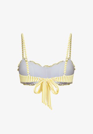 Cupshe, RUFFLED STRIPED BIKINI TOP WITH BOW DETAIL - Top de bikini - light yellow white