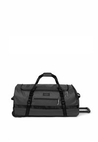 Sac de sport noir avec poignées, sangles ajustables, grande poche zippée et poignée rétractable. Fabriqué en matériau durable avec un design élégant.