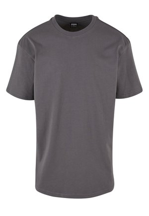 Gray cotton T-shirt with a round neck, short sleeves, regular fit, and smooth texture. No patterns or embellishments are present.