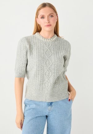 ROUND NECK ELBOW SLEEVE PEARL - T-shirt con stampa - grey