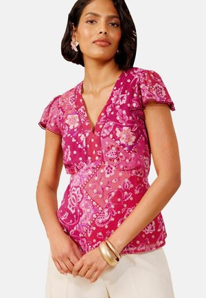 Love & Roses, FLORAL PRINTED TEA TOP - Blouse - pink