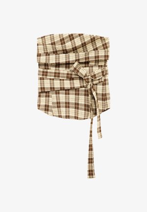 Koton, PLAID STRAPLESS CROP BLOUSE . - Blouse - white