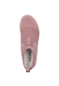 Pinke Mesh-Slipper mit weißer Sohle, strukturiertem Obermaterial und verstärktem Fersenbereich. Mit Markenlogo auf der Innensohle und streamlined Design.