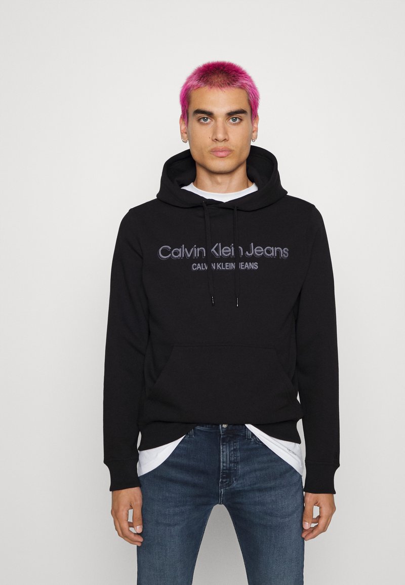 Calvin Klein Jeans MONOCHROME INSTITUTIONAL HOODIE - Camisola - black