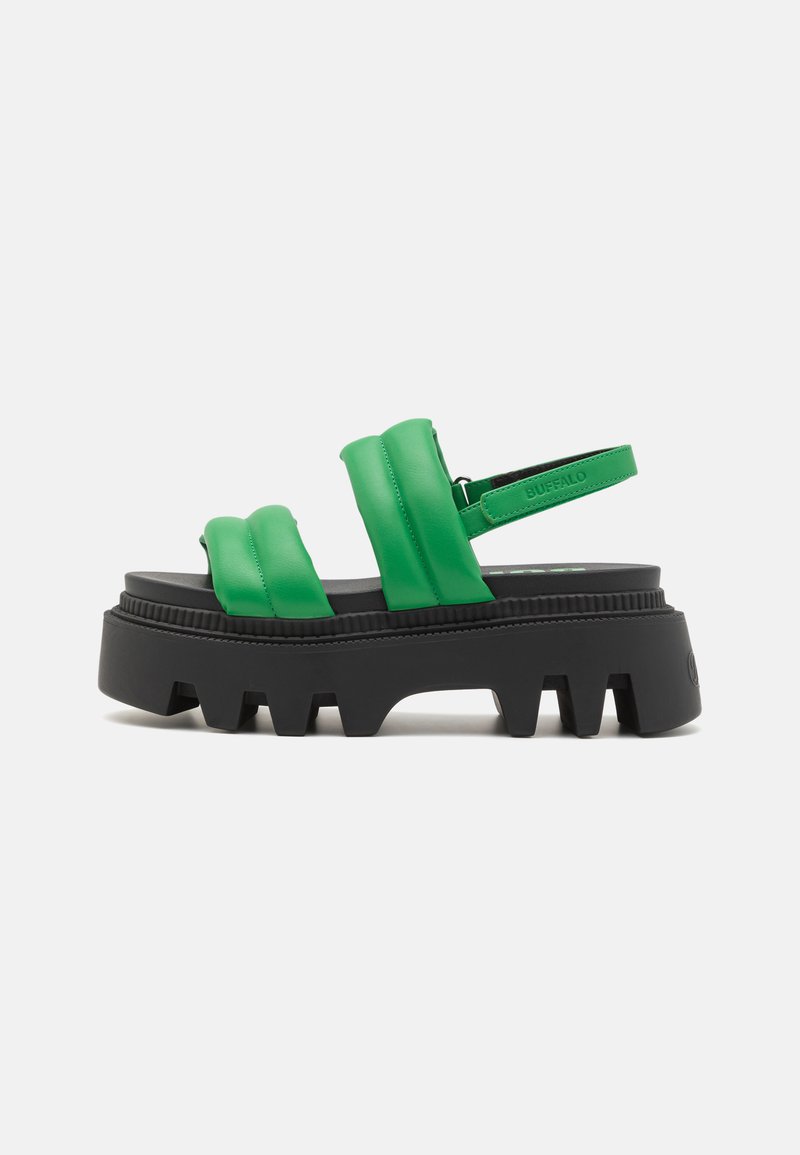 Buffalo Sandalen met plateauzool groen