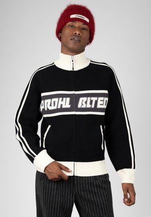 PROHIBITED, LETTERMAN KNIT JACKET - Cardigan - black