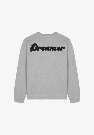 Szürke, hosszú ujjú pulóver, hátulján fekete, vastag "Dreamer" felirattal. Puha tapintású, klasszikus kerek nyakkivágással.