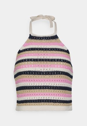 Vero Moda Petite VMSHAJI HALTERNECK - Top - birch/bonbon/navy blazer/irish cream