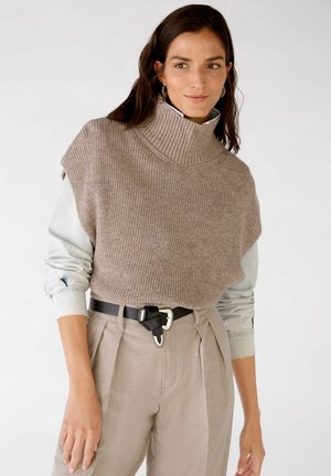 MIT STEHKRAGEN - Jumper - taupe melange