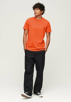 womens Script Style Neon T-Shirt in Orange Pop Slub