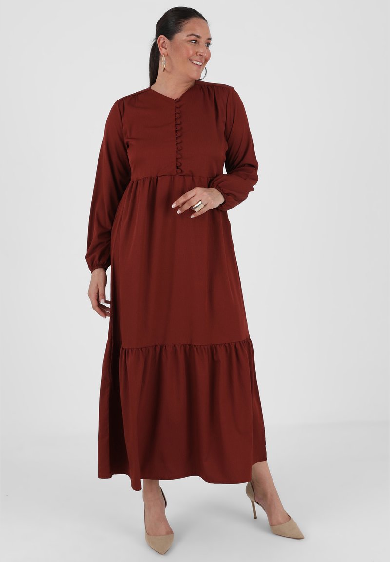 Modanisa V NECK PLUS SIZE Robe longue brown/marron ZALANDO.FR
