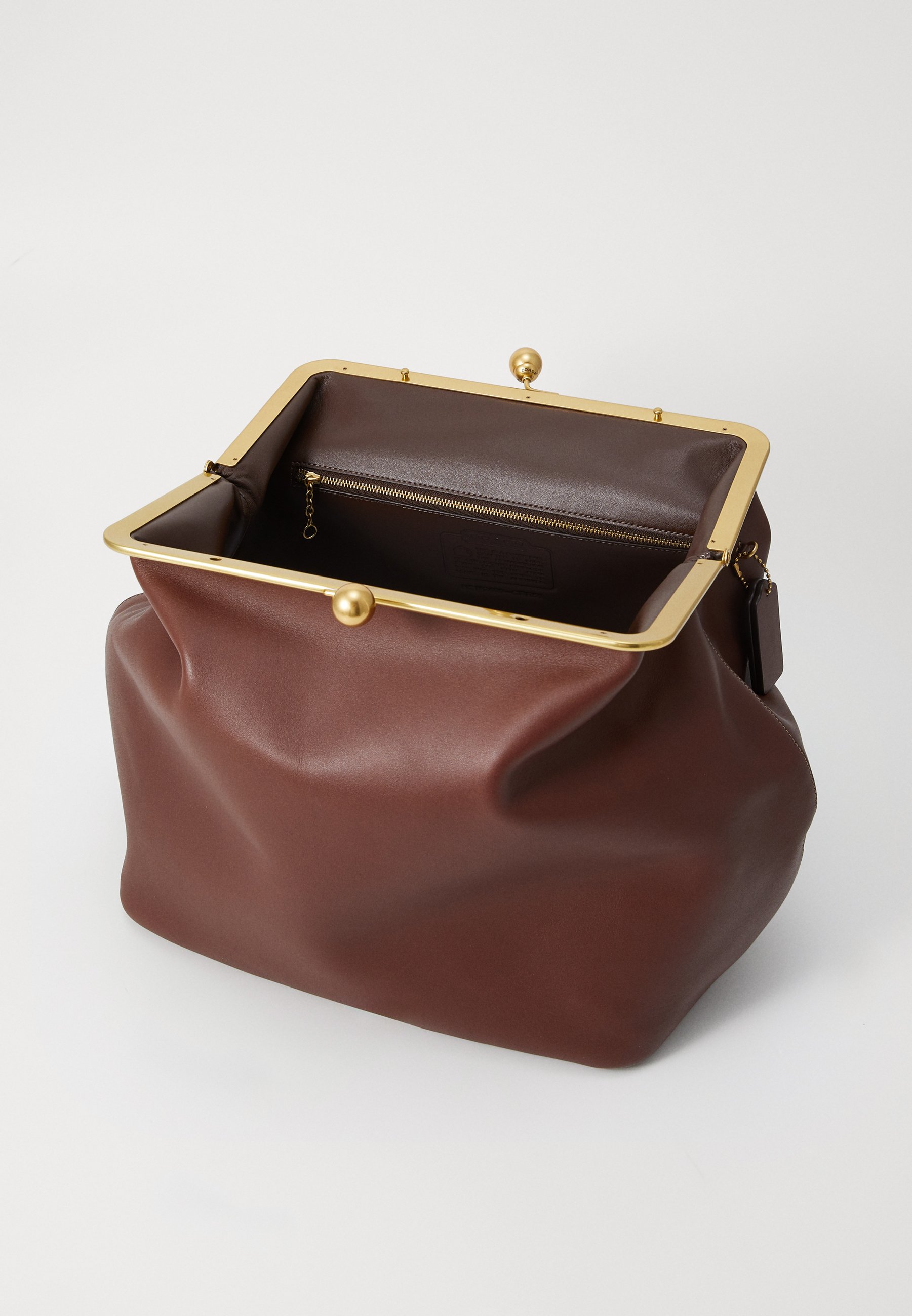 COACH GLOVETANNED LARGE KISSLOCK FRAME BAG - Tote bag - chestnut