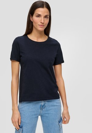 MIT UMSCHLAG AM ÄRMEL - T-Shirt basic - navy