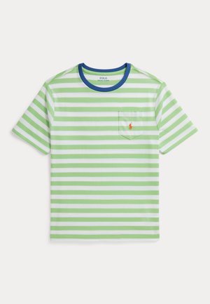 Polo Ralph Lauren STRIPED COTTON JERSEY POCKET TEE - Μπλουζάκι με στάμπα - lime/white