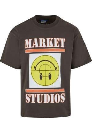Market MARKET SMILEY FOCUS - Tričko s potlačou - washed black